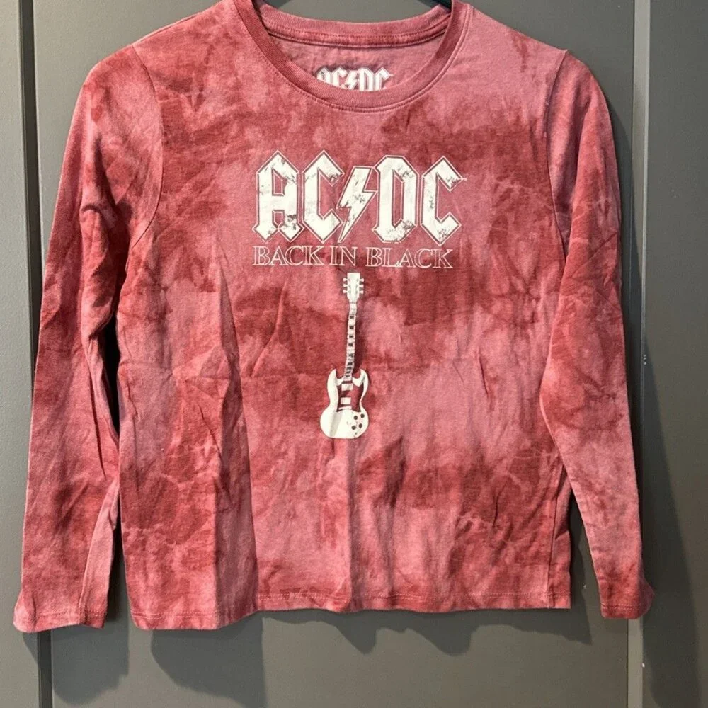 Girls AC/DC Red Tie Dye Short Size XL 14/16